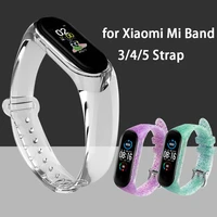 silicone strap for xiaomi mi band 543 glitter colorful transparent soft tpu replacement wristband miband 4 3 strap solid color