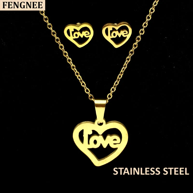 Женский комплект из колье и сердца нержавеющей стали | Украшения аксессуары