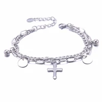 trendy jewelry stainless steel cute bracelets bangles multilayer chain cross butterfly bracelet for women gift