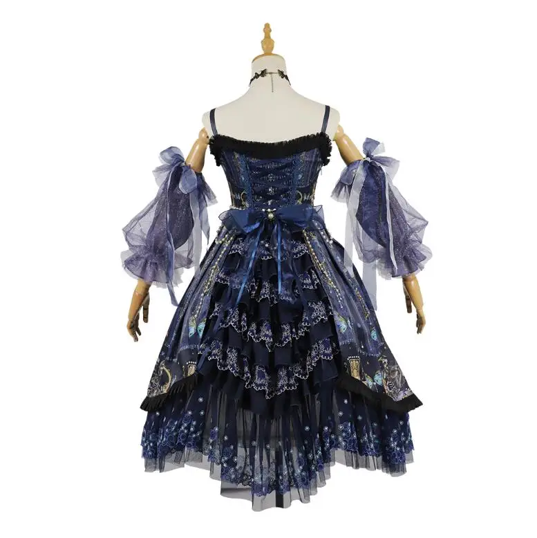 

Gothic palace tea party sweet lolita dress vintage lace bowknot printing victorian dress kawaii girl gothic lolita op loli cos