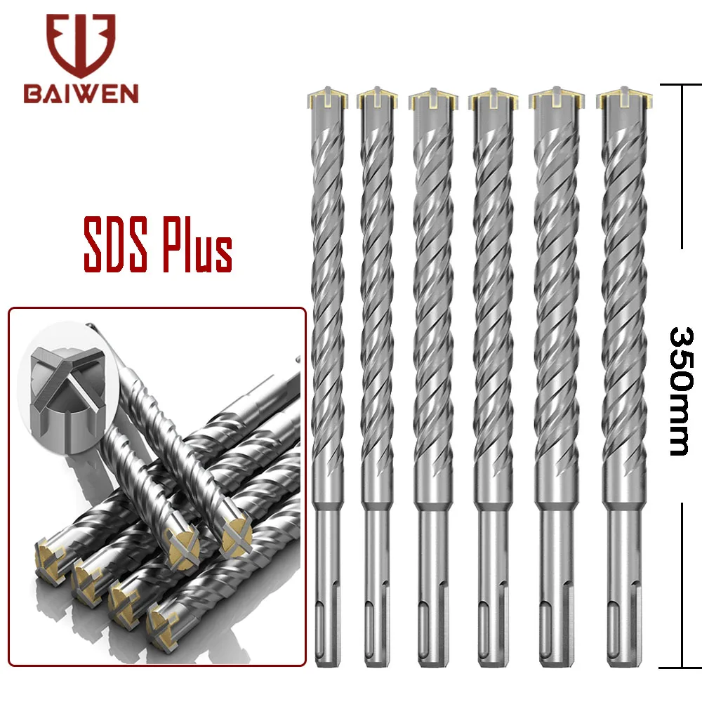 

350mm SDS Plus Hammer Drill Carbide Cross Tip Rotary Tool Drill Bits & Chisel SDS Plus Bits Concrete Fits Hilti