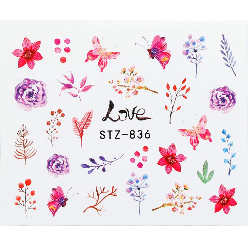 1 лист наклейки для ногтей Бабочка Лето Красочные переводные УФ гель лак DIY