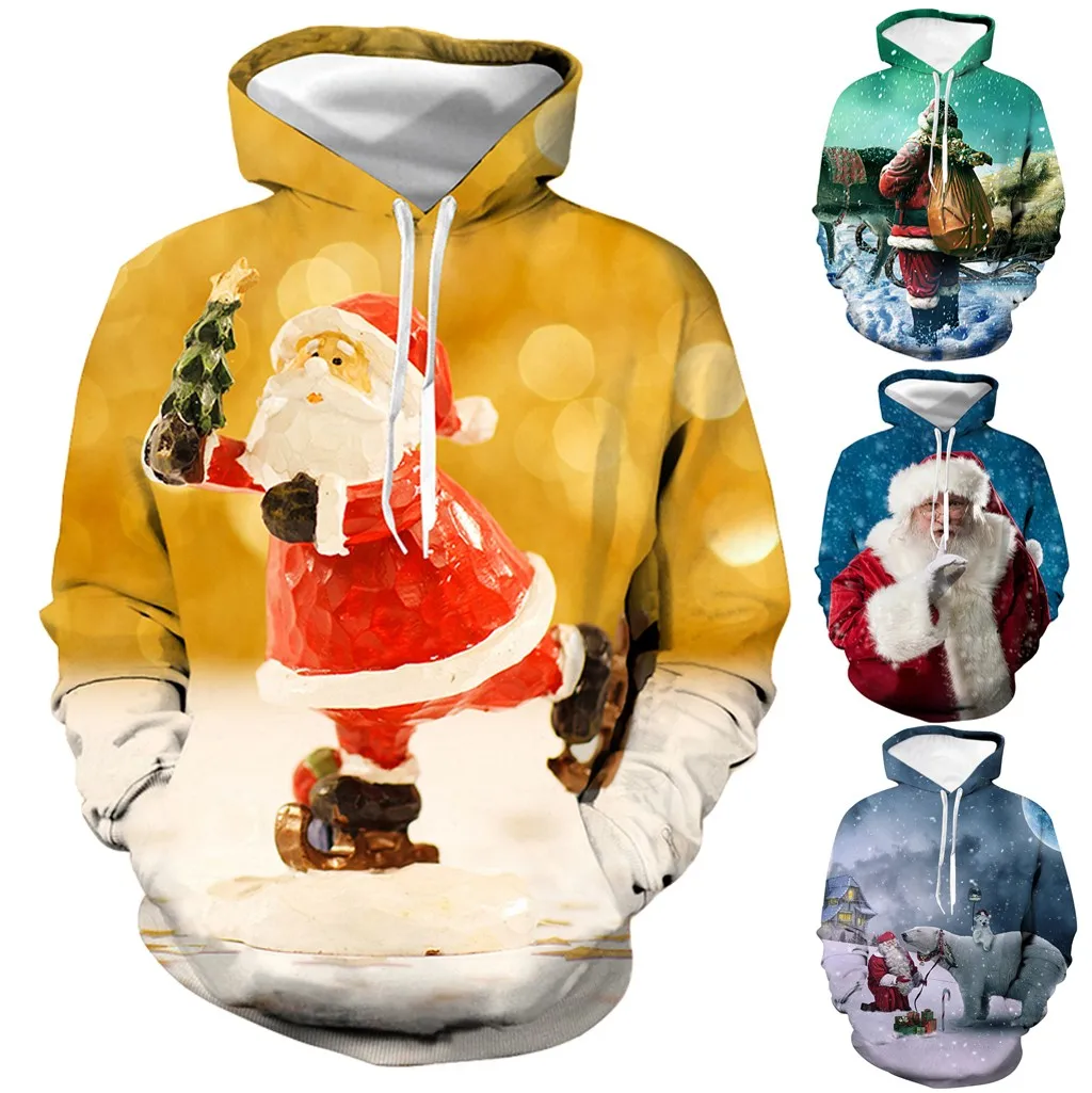 

Vogue Party Men's Christmas Casual 3D Printing Santa Claus Is Cute And Cute Long Sleeve Sweatershirt Tops Autumn Winter