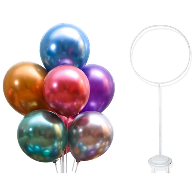 

100Pcs 10 Inch Metallic Color Latex Balloons & 1 Pcs Circle Balloon Arch Frame Balloons Stand Holder Kit