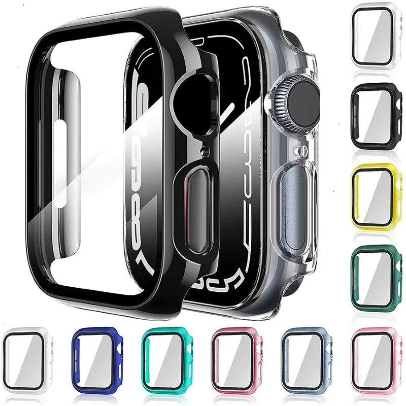 

Glass+Matte Watch Cover for Apple Watch Case 45mm 41mm 44mm 40mm 42mm 38mm Bumper+Screen Protector for Iwatch SE 7 6 5 4 3 2 1