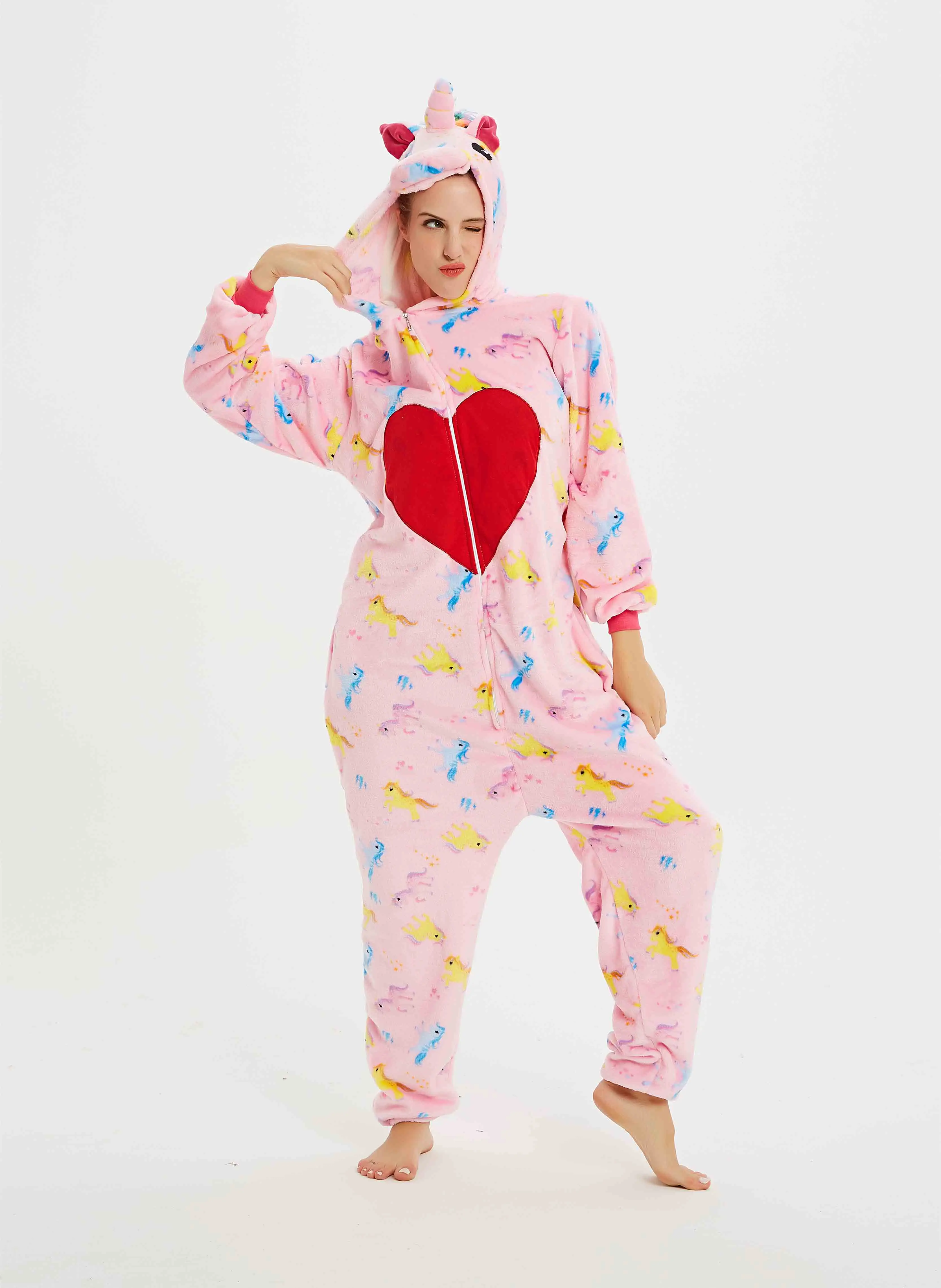 Love unicorn Женские пижамы с единорогом, фланелевые комплекты пижам с милыми животными, женские зимние пижамы с единорогом, пижамы, домашняя одежда - Цвет: Love unicorn