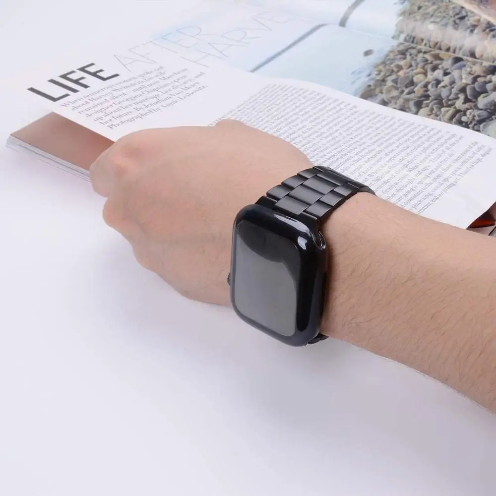 Чехол + ремешок для Apple Watch 5 3 band 44 мм 40 42 мм/38 металлический браслет из нержавеющей