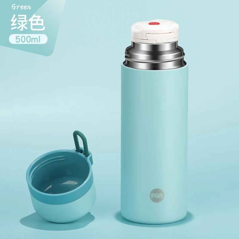 

Stainless Steel Thermos Portable Travel Bottle 500ML High Capacity Outdoor Tea Coffee Thermo Cup Girl Frosted Thermoses DA60BWB
