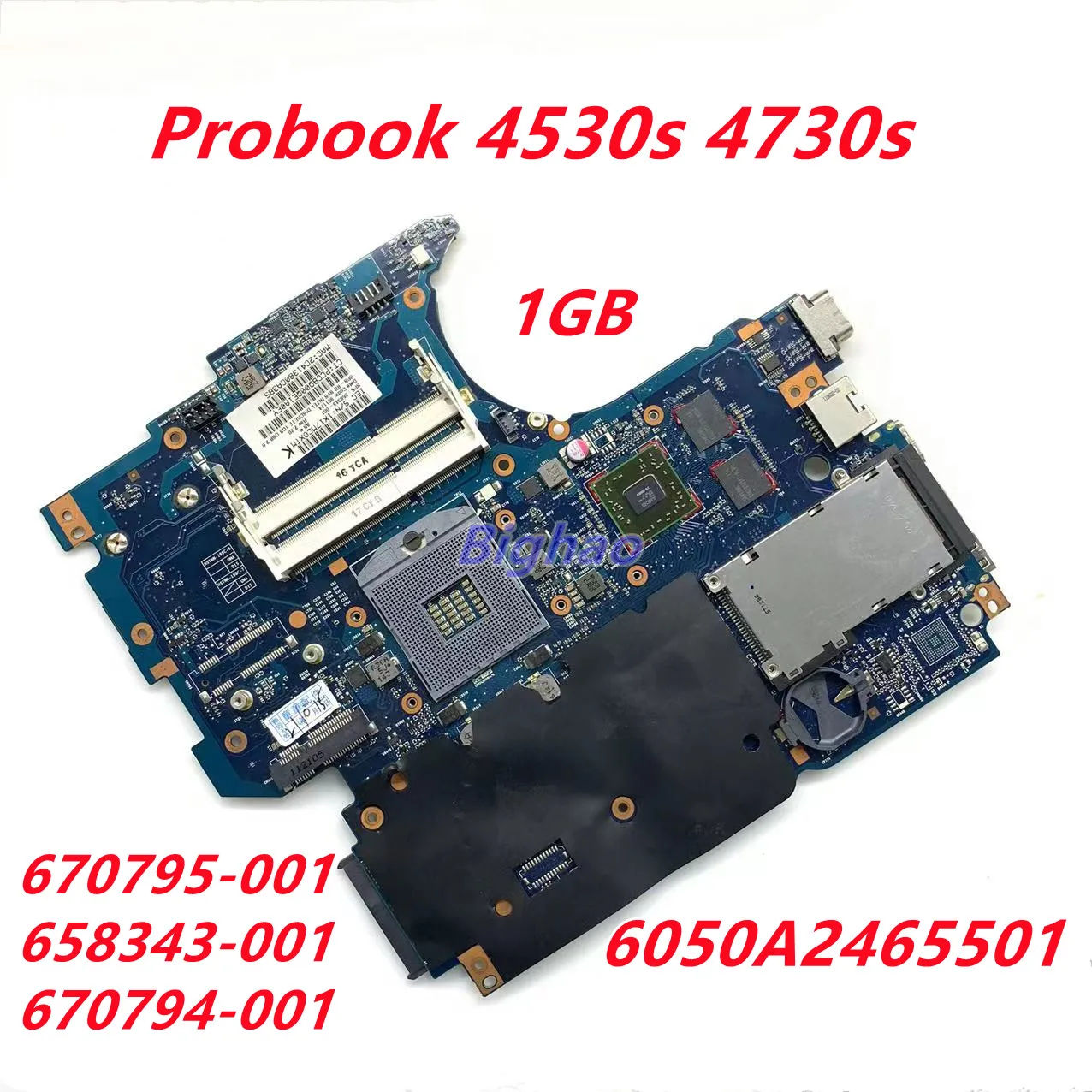 

Материнская плата для ноутбука HP Probook 670795 s 658343 s 670794 s, 4530-001 4730-001, материнская плата HM65 DDR3, видеокарта, работает 6050A2465501