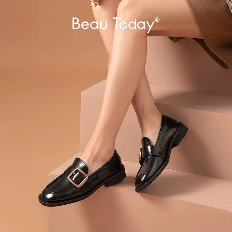 Женские лоферы из коровьей кожи BeauToday весенне осенние повседневные модельные