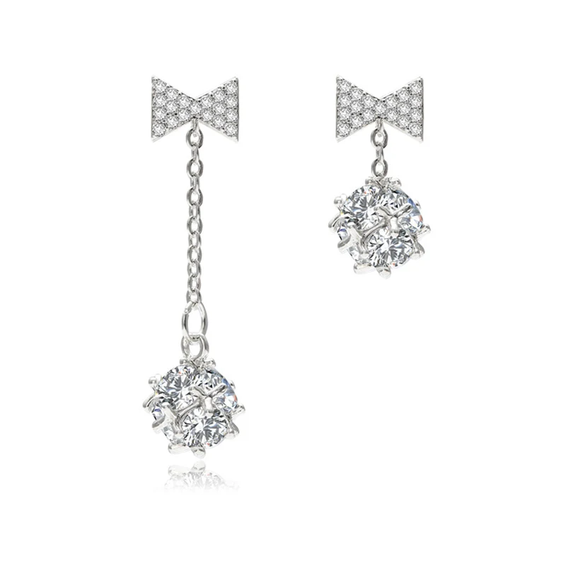 

AVEBIEN Temperament Flower Long Tassel Earrings Snowflake Micro Inlaid Cubic Zirconia Versatile Pearl Earrings for Women 2020