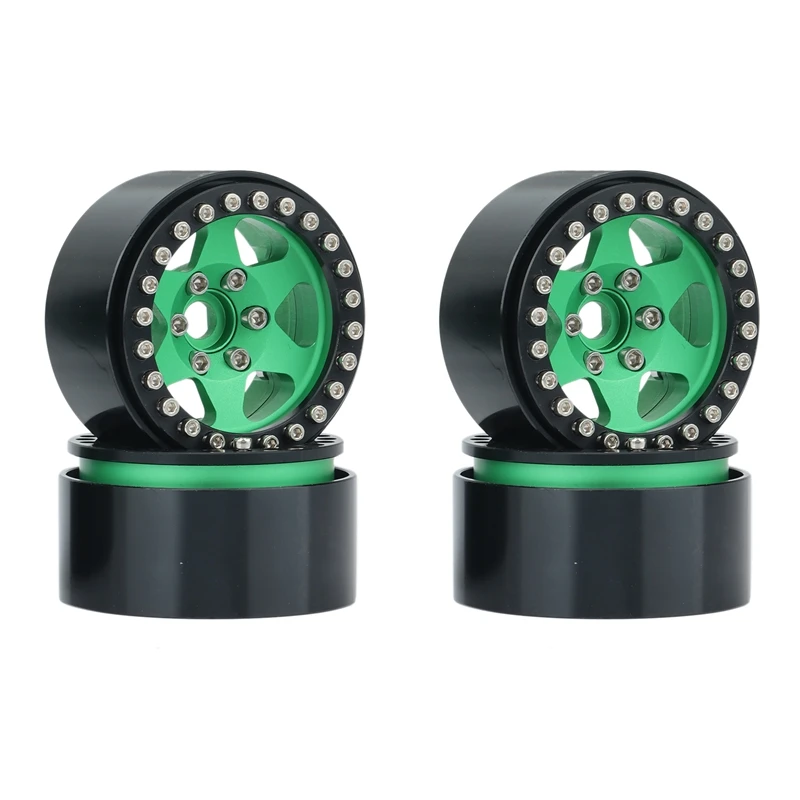 

4PCS Metal 6 Spokes 1.9 Beadlock Wheel Hub Rim for 1/10 RC Crawler Axial SCX10 90046 AXI03007 Traxxas TRX4 RC4WD D90,