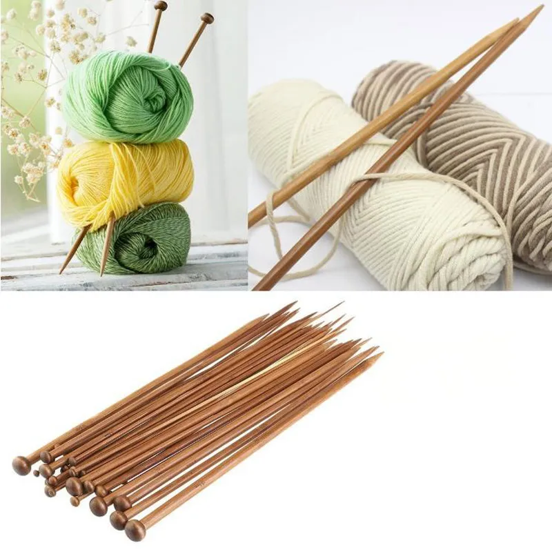 Aiguilles à tricoter en bambou carbonisé  lot de 36 pièces  Crochet lisse à pointe unique  pour