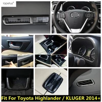 dashboard frame air ac wheel armrest box gear panel cover trim carbon fiber accessories for toyota highlander kluger 2014 2019