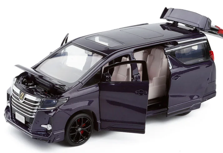 Высокая симитация 1:32 Toyota Alphard MPV модель из сплава Модель автомобиля 4 открыть дверь со звуком светильник детские игрушки - Цвет: Blue 2