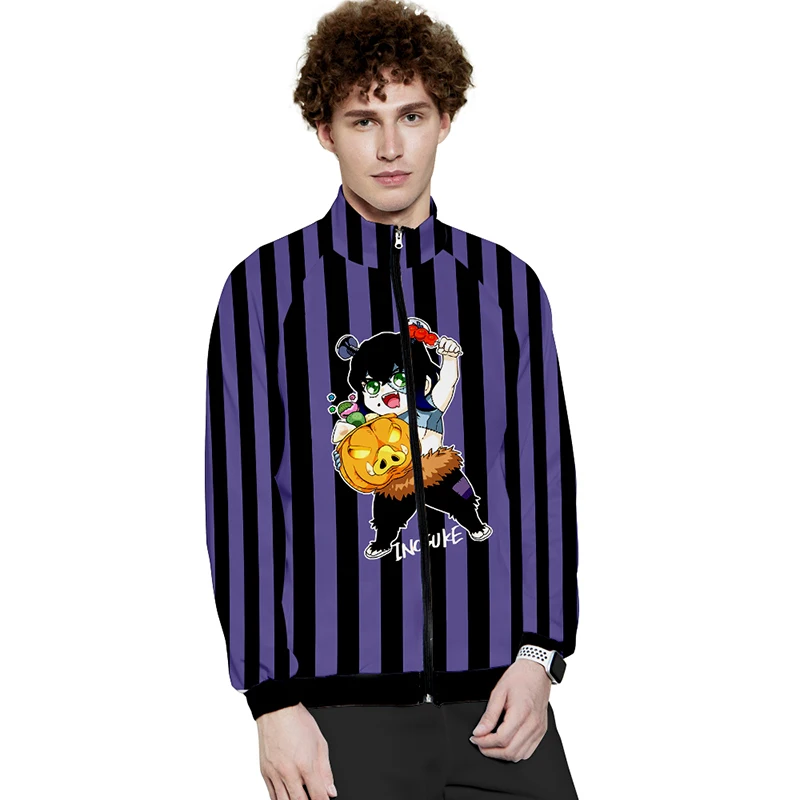 

3d Stand Collar Hoodie Fashion Demon Slayer Halloween Cartoon Print Men Women Zipper Hoodies Jacket Long Sleeve Sweatshirts Tops