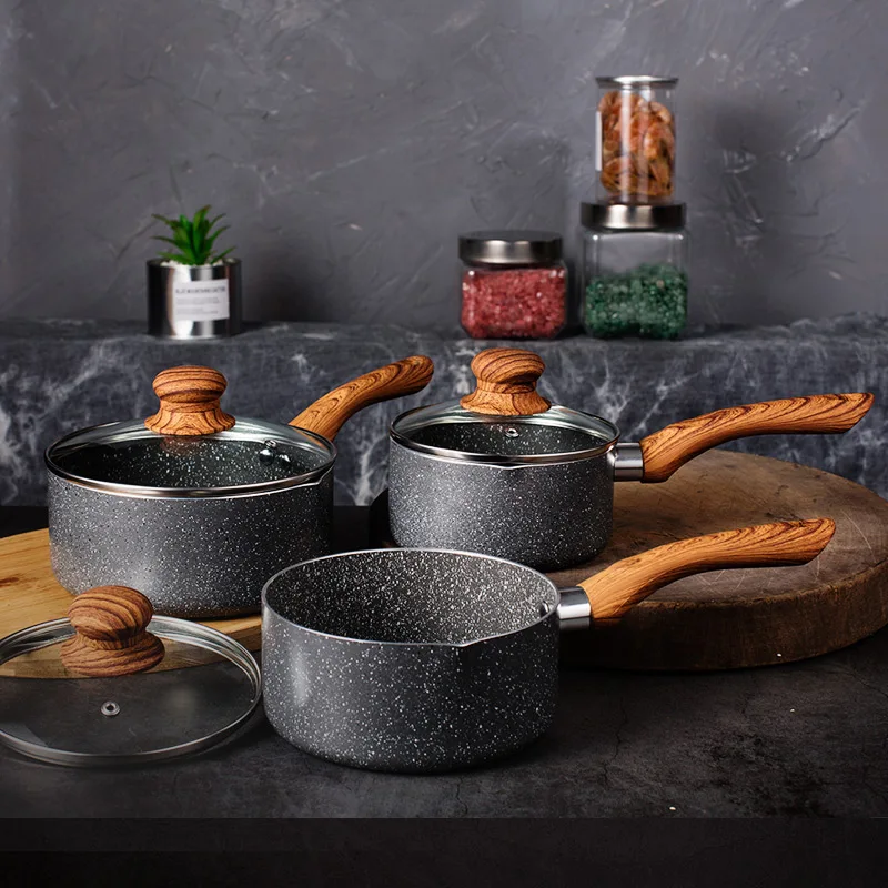 

Korean Creative Aluminum Non-stick Pot Small Pan Baby Food Holloware Home Cooking Instant Noodles Boiled Milk Ceramic Pot