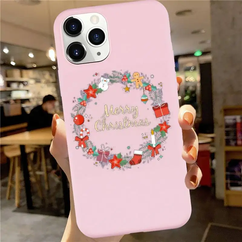 

Christmas Letter Lovebay Merry gift Phone Case Candy Color for iPhone 6 7 8 11 12 s mini pro X XS XR MAX Plus