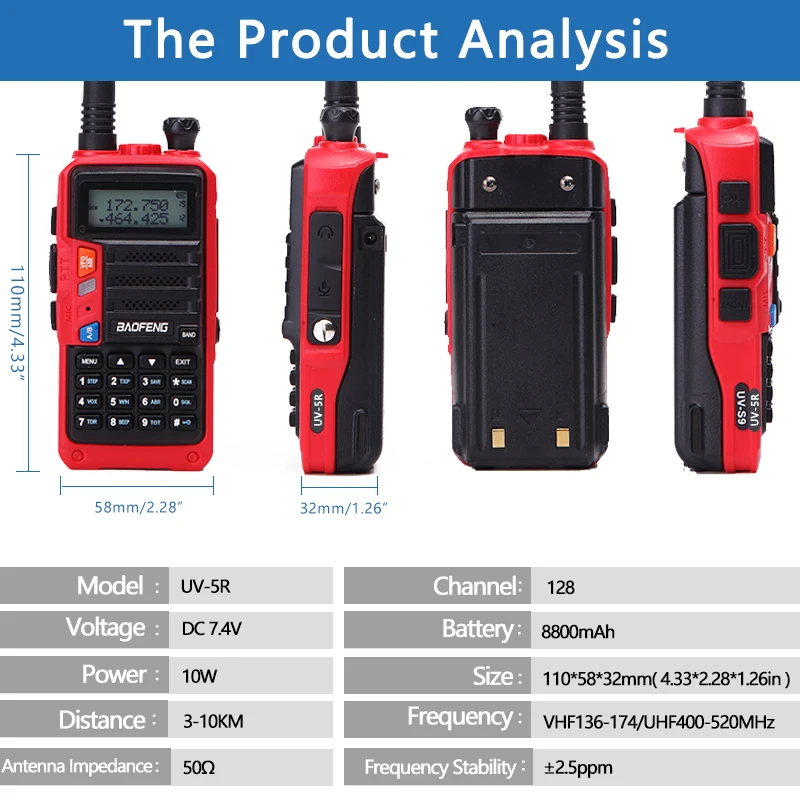 baofeng uv 5r plus walkie talkie long range 10w tri band portable radio for hunting 30 km upgrade of uv 10r dual band uhf vhf free global shipping