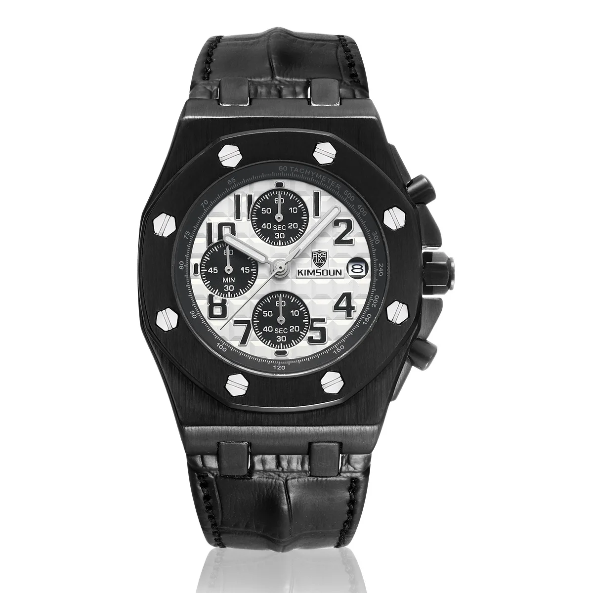 Switzerland Royal Rolexable Japan Miyota кварц часы три глаза многофункциональный синхронизации кожа водонепроницаемый календарь montre homme - Цвет: Слоновая кость