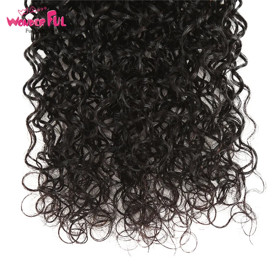 Remy пряди кудрявых волос с закрытием монгольские волосы переплетения пучки 100%