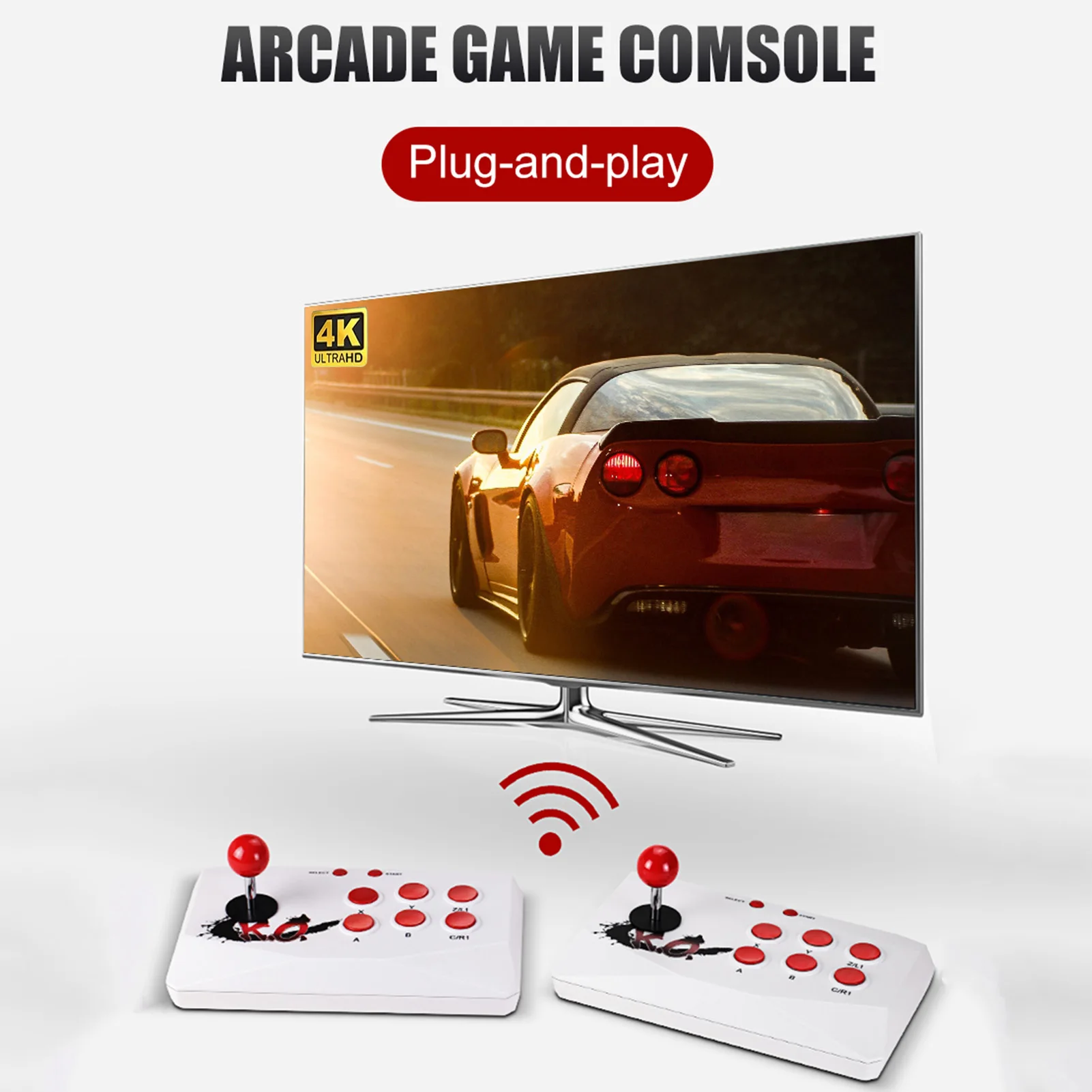 

with 2 Wireless Arcade Joystick Game Consoles, Built-in 2000 Games HDMI-compatible Output Small Fighting Arcade Console HD Hot