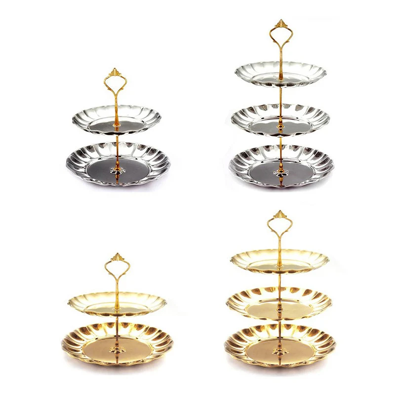 2/3 слоя нержавеющий Железный фруктовый торт тарелка подставка Европейский стиль