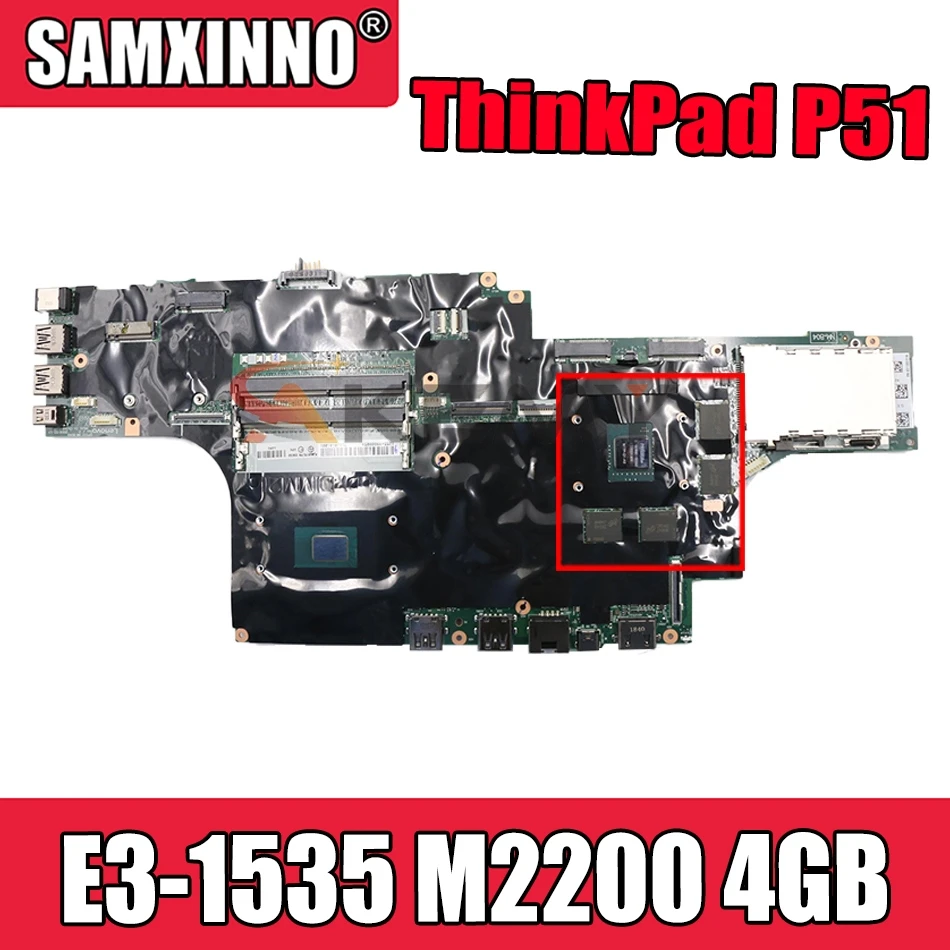 

For Lenovo ThinkPad P51 laptop Mainboard with E3-1535 CPU M2200 4GB GPU tested 100% working FRU 01AV367