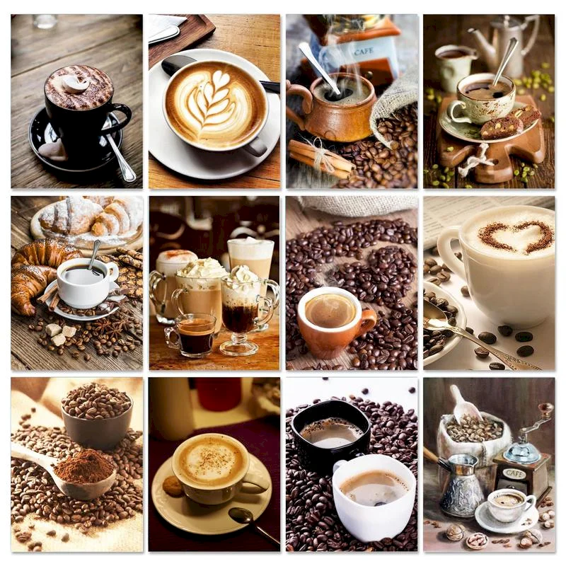 

GATYZTORY Coloring By Numbers Coffee Still Life DIY Frame Acrylic Painting For Oil Painting By Numbers On Canvas Home Decor Gift