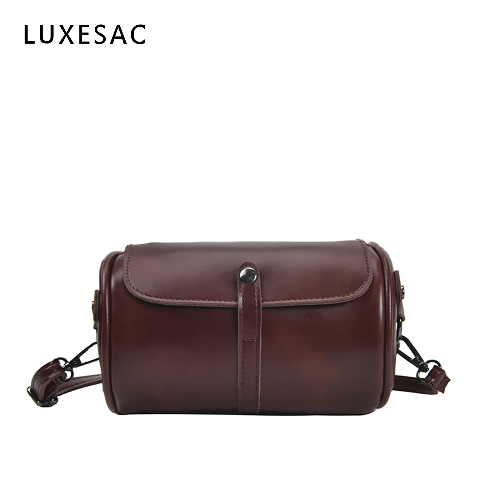 Винтажные однотонные кожаные боковые сумки маленькие женские через плечо в