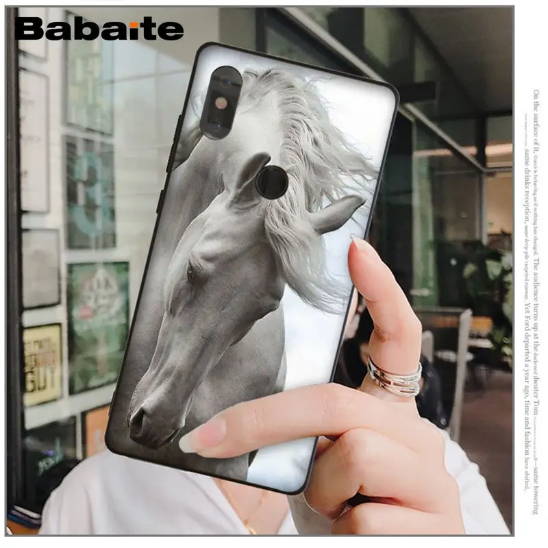 Babaite Horse Animal Smart Cover Black Soft Shell Phone Case for Xiaomi Mi 6 Note3 8 8SE Redmi 5 5Plus Note4 4X Note5 Cellphones