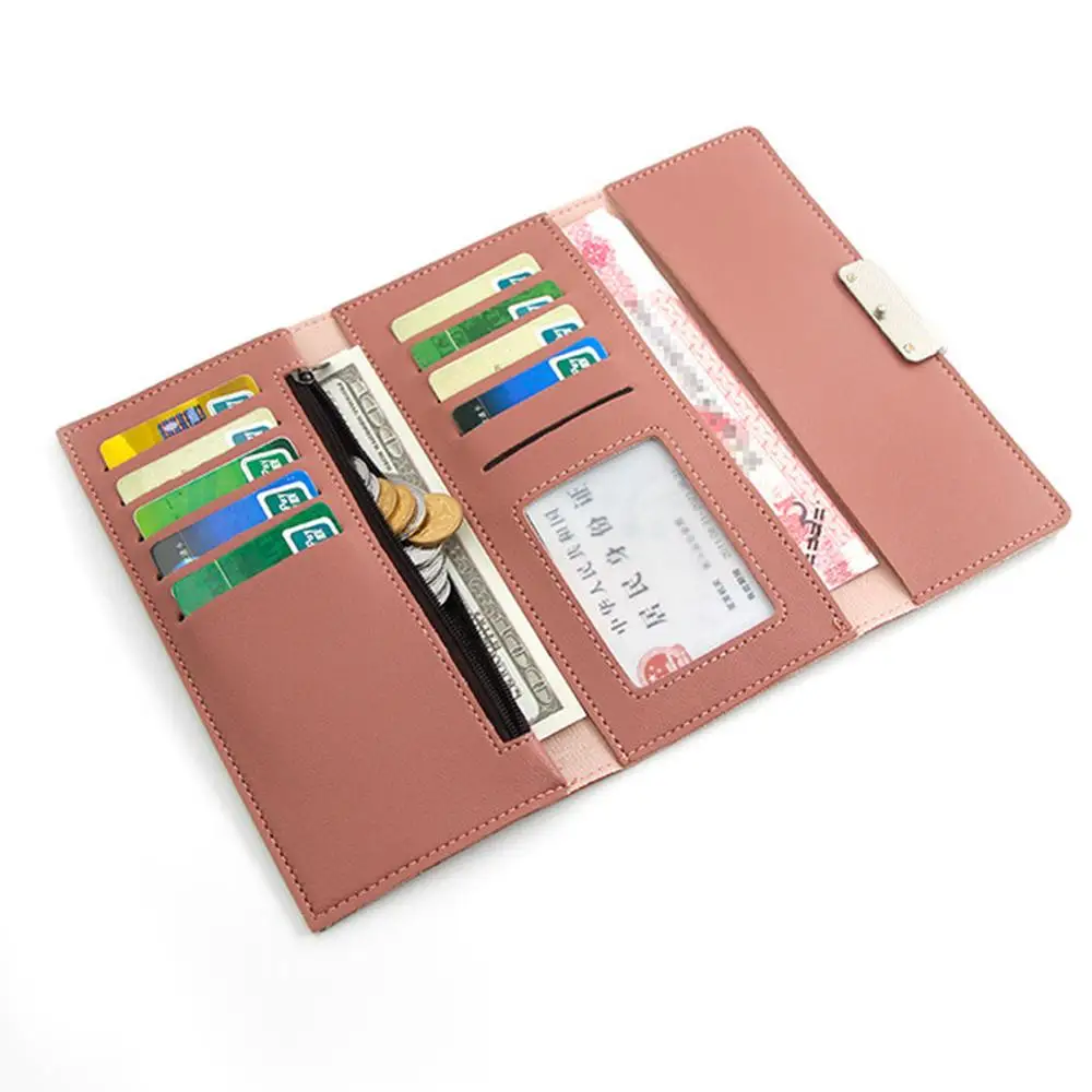

Fashion Women Wallet Long Zipper Solid Card Holder PU Leather Coin Purse women Card Holder Wallet Women Casual Wallet