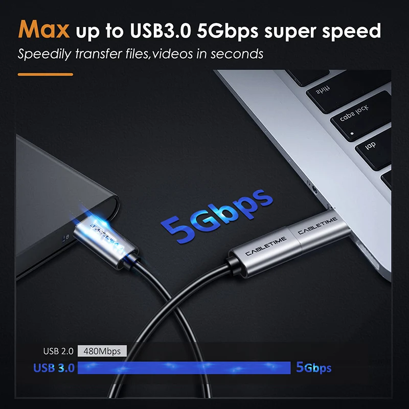 CABLETIME USB OTG адаптер Type C к 3 0 Thunderbolt кабель для Macbook Pro Samsung S9 C013|Переходники и