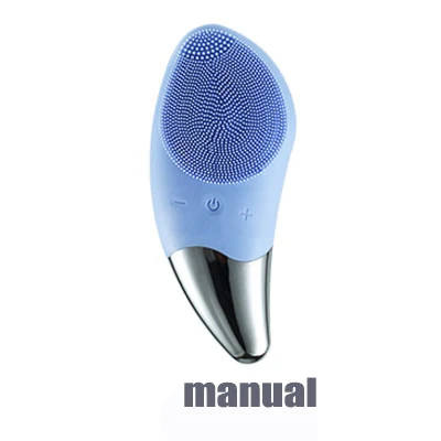 manual blue Мини-электрическая звуковая кисть для очистки дица, силиконовый Вибрационный очиститель, глубокая кисточка для чистки пор, Массажная щетка для лица - Цвет: manual blue
