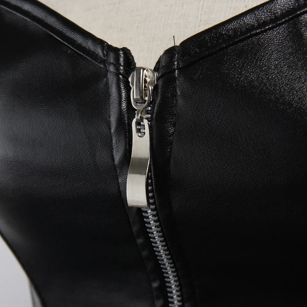 Женская юбка из искусственной кожи корсет бюстье готическое платье на молнии