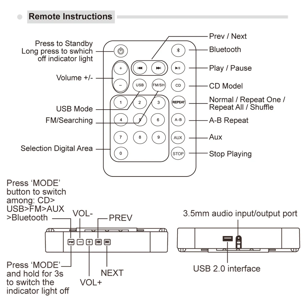 KC 808 Настенный CD плеер Bluetooth колонки домашний аудио магнитофон с пультом