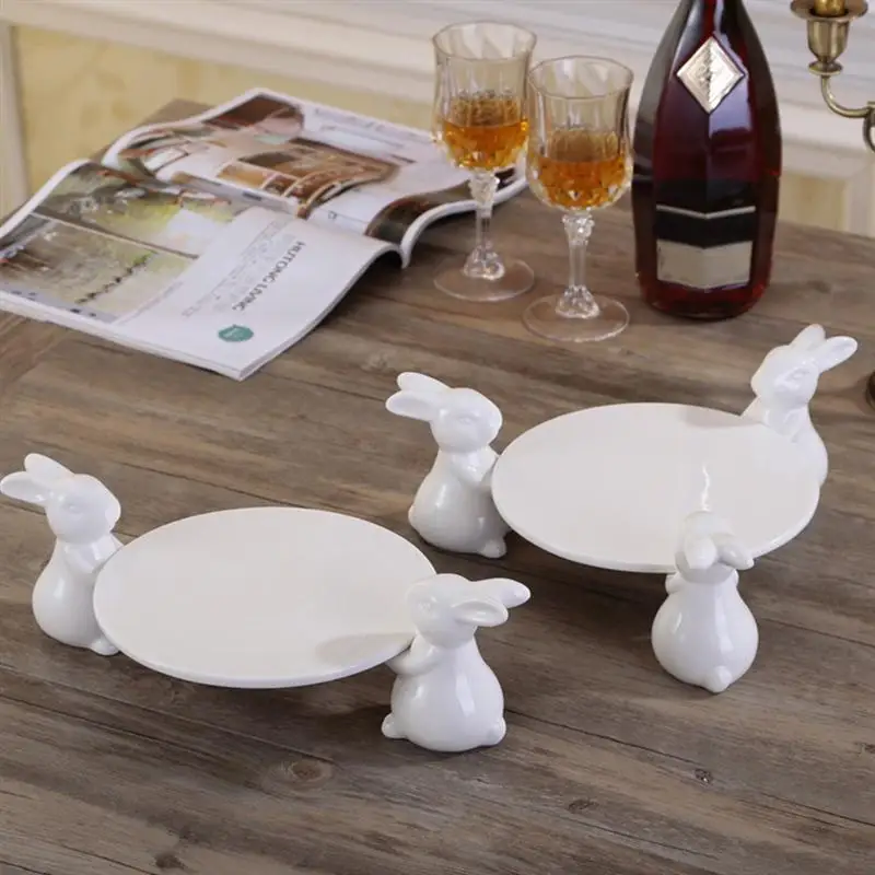 

2 Set Ceramic Storage Home Display Tray Home Decoration Bunny Design Tray Cupcakes Snakes Displaying