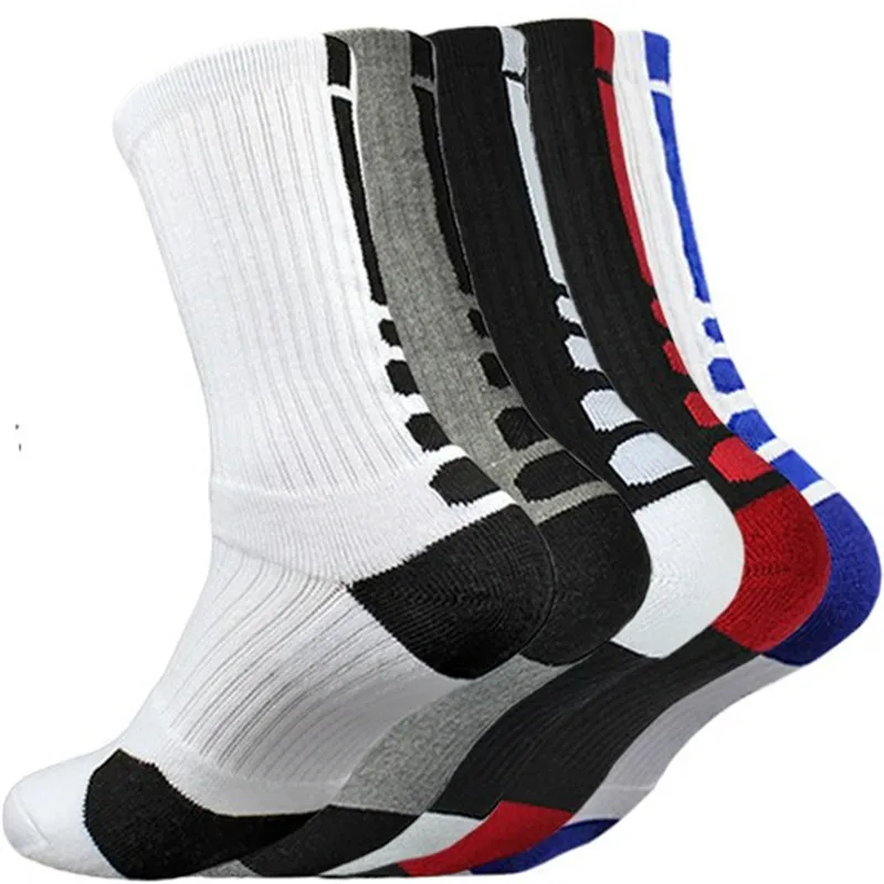 

5 Pairs Men Sports Socks With Damping Terry Basketball Cycling Running Hiking Tennis Sock Set Ski Women Cotton EU 39-45