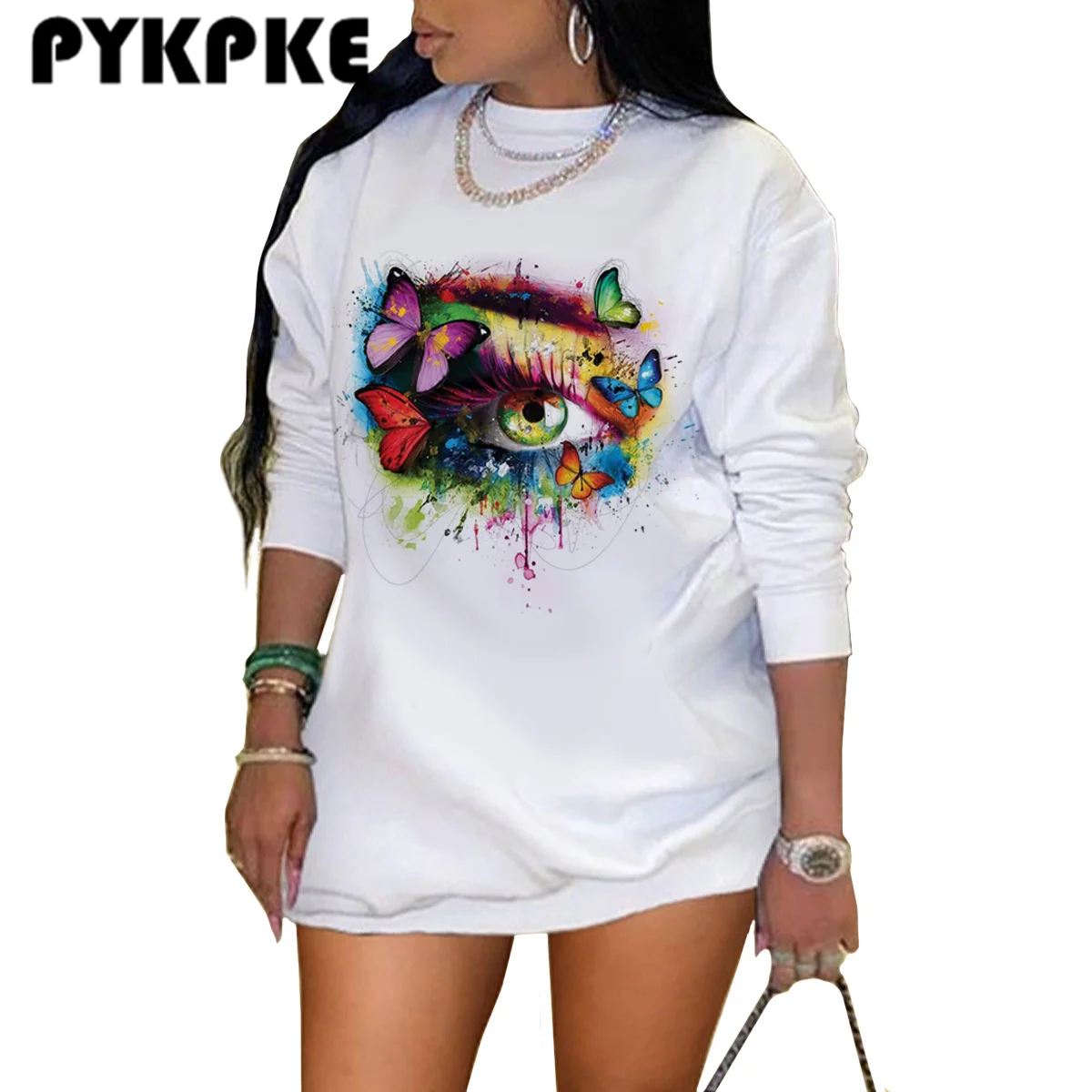 

Print Round Neck Sweatshirt Autumn Winter Women Streetwear Pullover tops