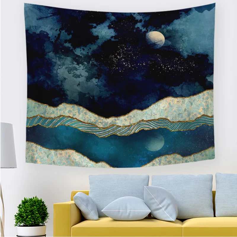 Скандинавский закат гобелен с пейзажем Настенная Декорация занавеска для