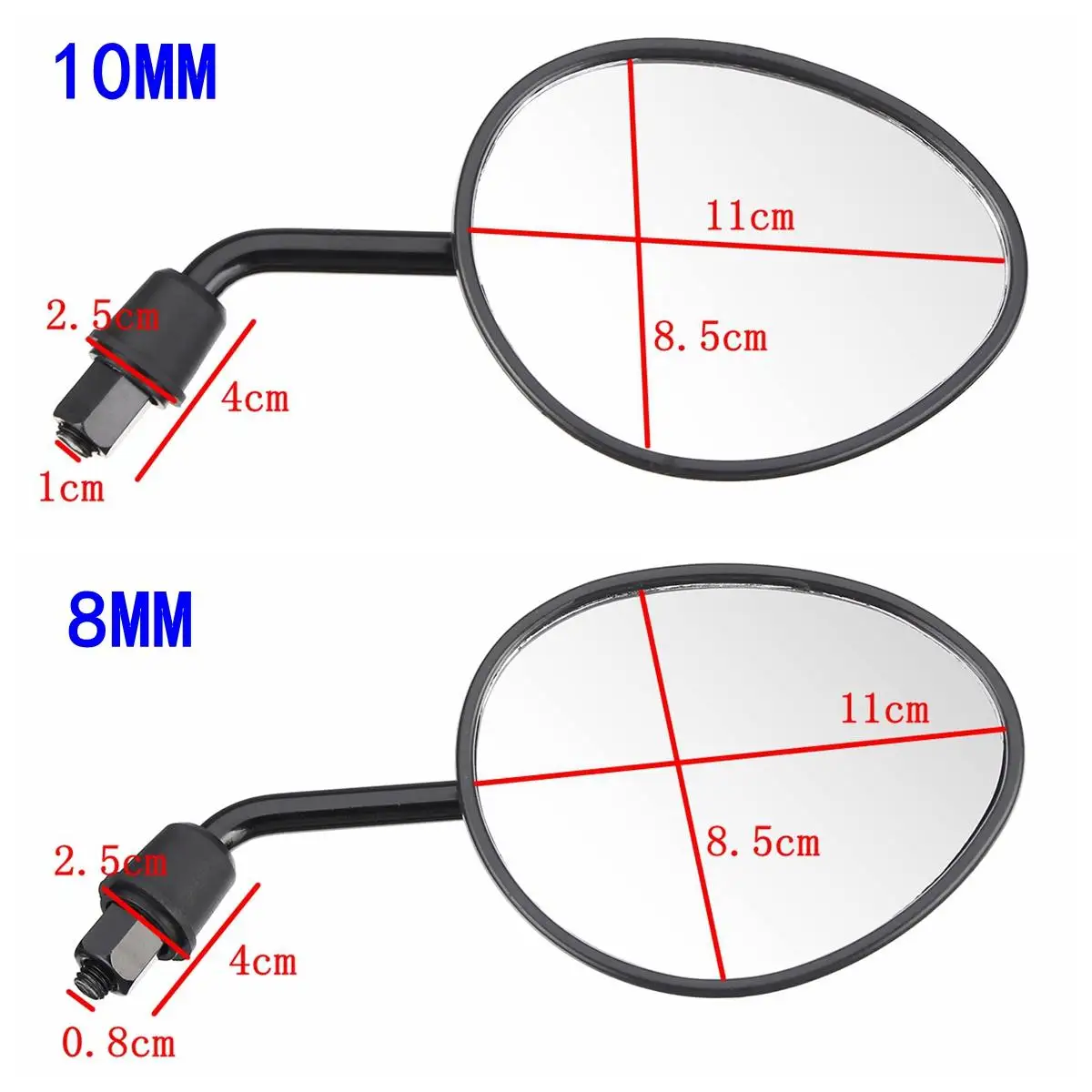 

2pcs Motorcycle Mirrors Rear View Rearview Mirror Side Mirrors 10mm 8mm For Yamaha Motorcycle handlebar Accessories