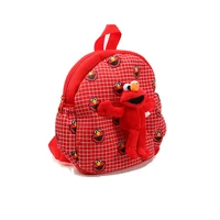 red elmo plush bag anime sesame street schoolbag kids kindergarten bag plush backpack toy baby school bag gift cartoon toys