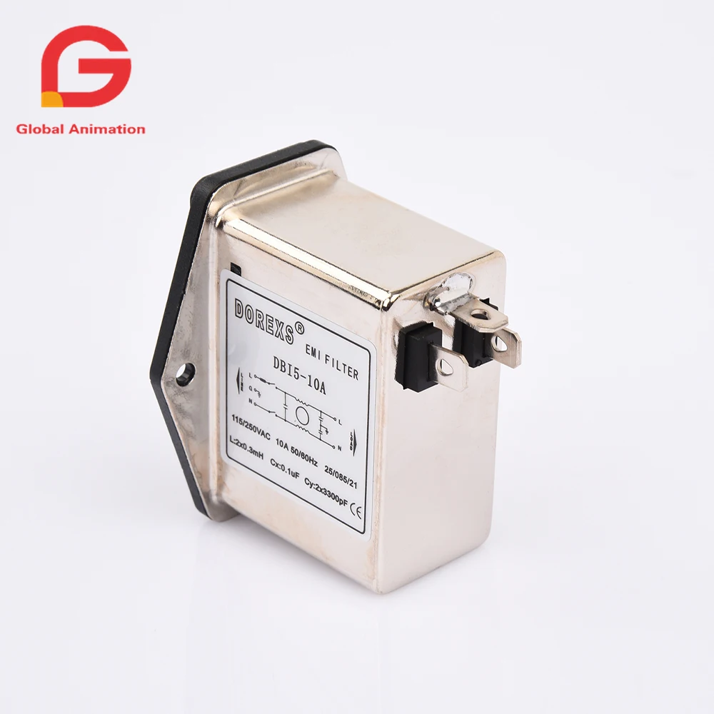 Подавитель Шума переменного тока 6A/10A 115/250 В фильтр электромагнитных помех для
