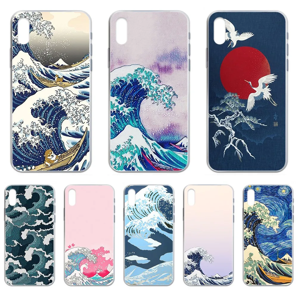 Чехол Kanagawa для телефона с рисунком серфинга из Японии Прозрачный чехол iphone 4 4S 5 5C