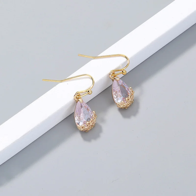 

Origin Summer Fashion Purple Clear Zirconia Water Drop Dangle Earrings for Women Metal Hanging Earrings Jewelry Pendientes