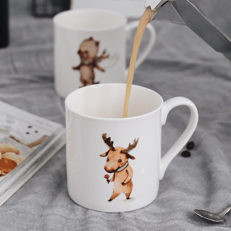 Cute Creative Cup Nordic White Cartoon British Bone China High Quality Spoon Filizanki Do Kawy Coffee E6 | Дом и сад