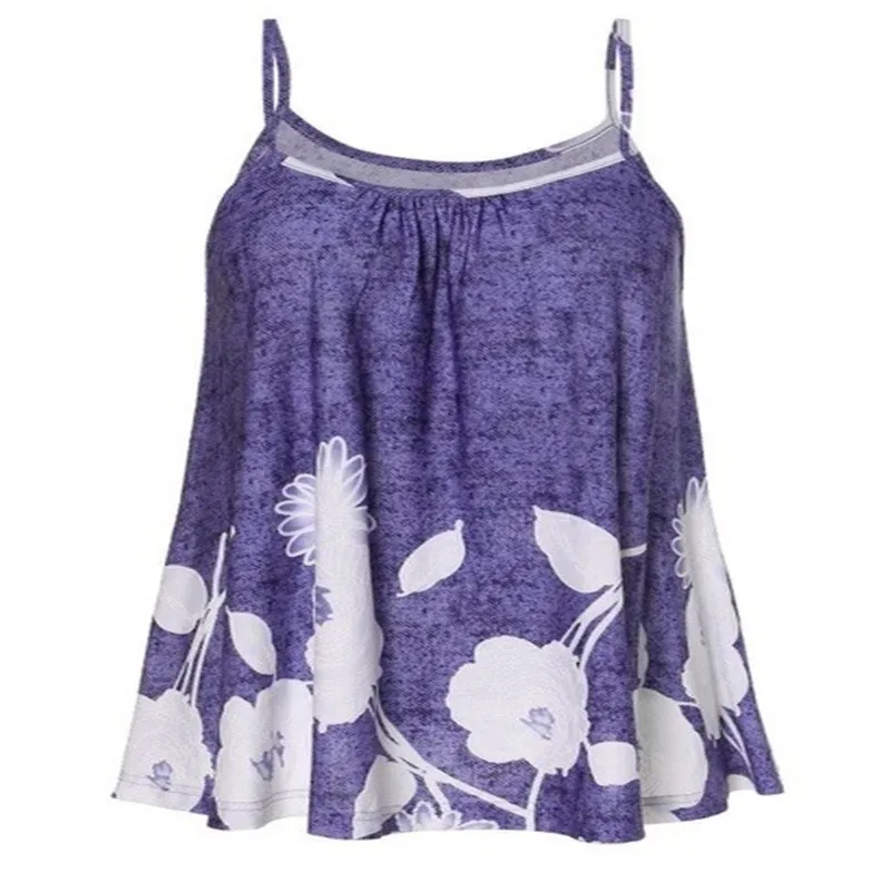 Хороший 5Xl размера плюс летняя женская майка с принтом без рукавов на бретельках