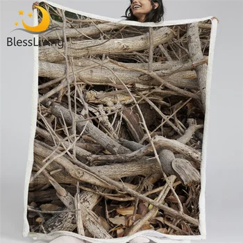 BlessLiving Tree Branches Sherpa Blanket 3D Printed Plush Bedspread Weed Plant Custom Blanket Nature Bedding Drop Ship 150x200cm 1