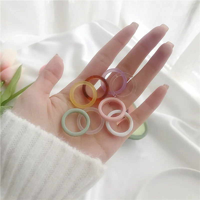 

Acrylic Resin Ring Female Korean Color Personality Fashion Niche Design Index Finger Ring Ring Net Red Tide