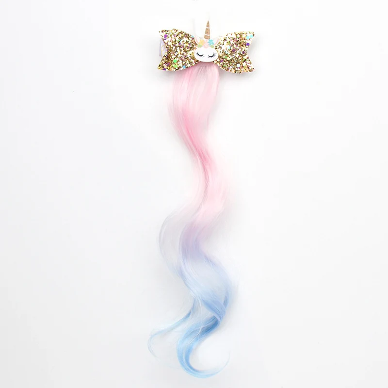 Cute Wings Unicorn Beauty Horns Baby Girls Hair Clips Wig Hairpins Kids Children Barrettes Accessories Bows | Детская одежда и